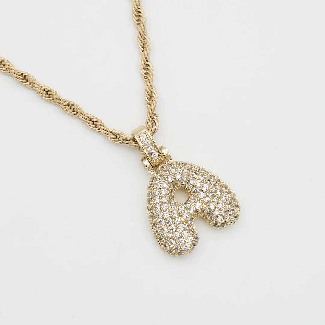 Pave Bubble Halskæde med Initialer | 18k Guld
