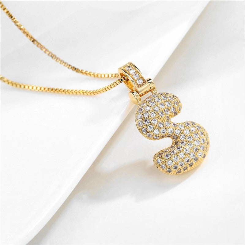 Pave Bubble Halskæde med Initialer | 18k Guld