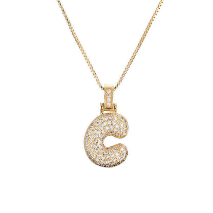 Pave Bubble Halskæde med Initialer | 18k Guld