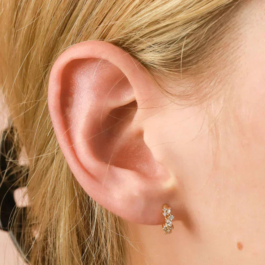 Krystal Cluster Huggies | Guld 18k