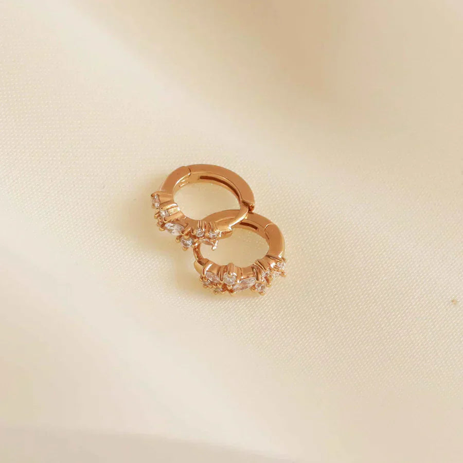 Krystal Cluster Huggies | Guld 18k