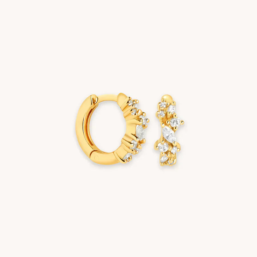 Krystal Cluster Huggies | Guld 18k