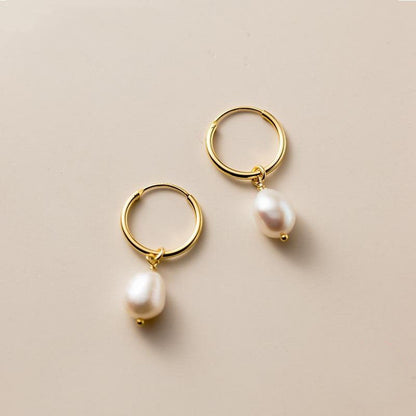 Bella earrings with freshwater pearls | Gold 18k