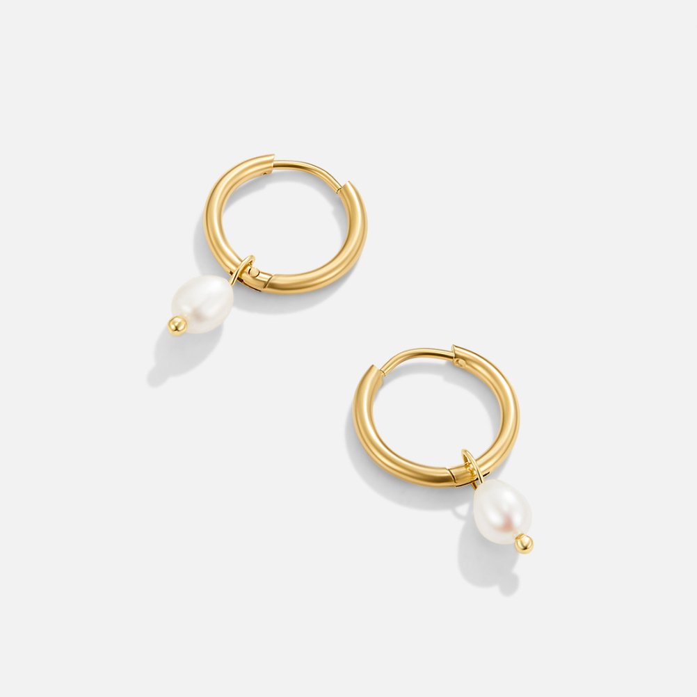 Bella earrings with freshwater pearls | Gold 18k