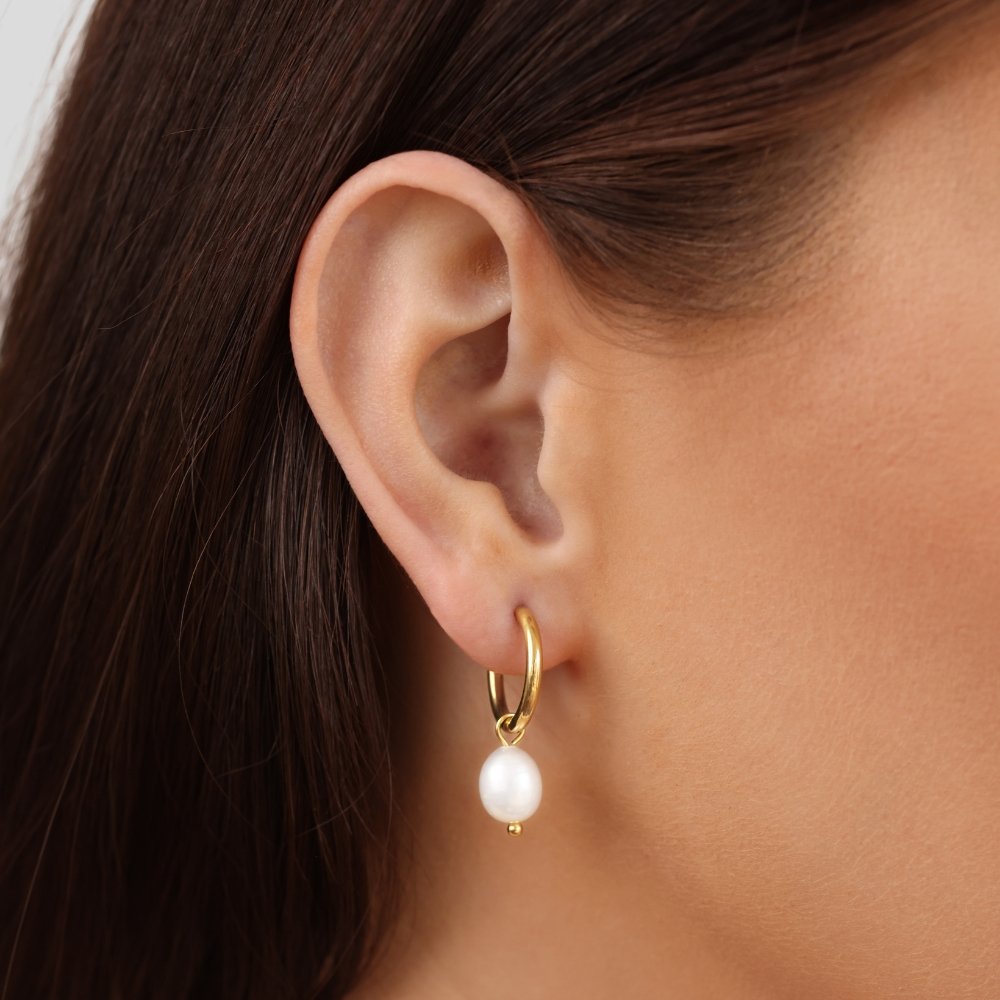 Bella earrings with freshwater pearls | Gold 18k