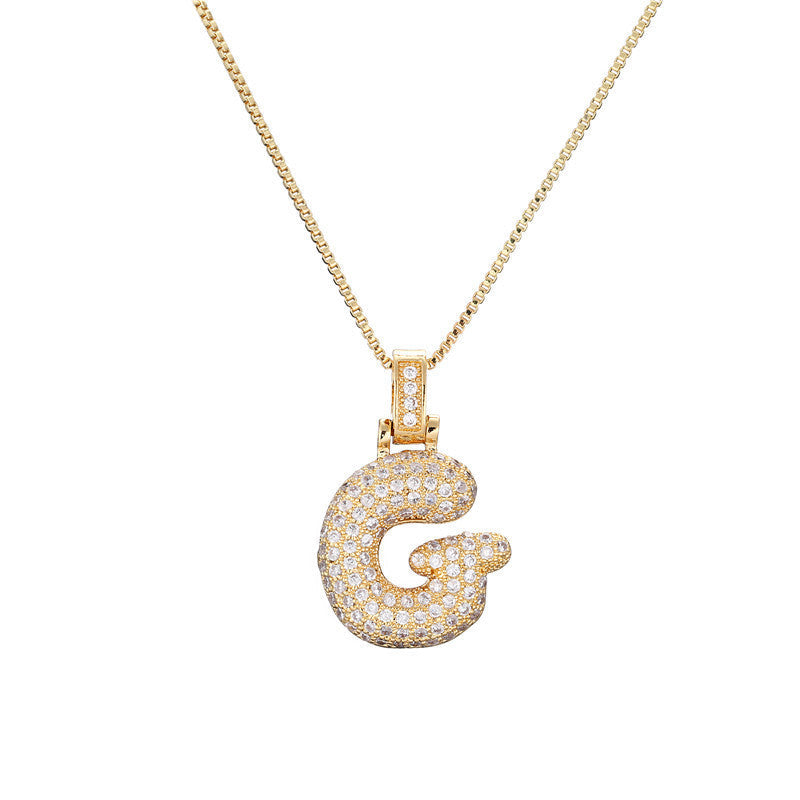 Pave Bubble Halskæde med Initialer | 18k Guld