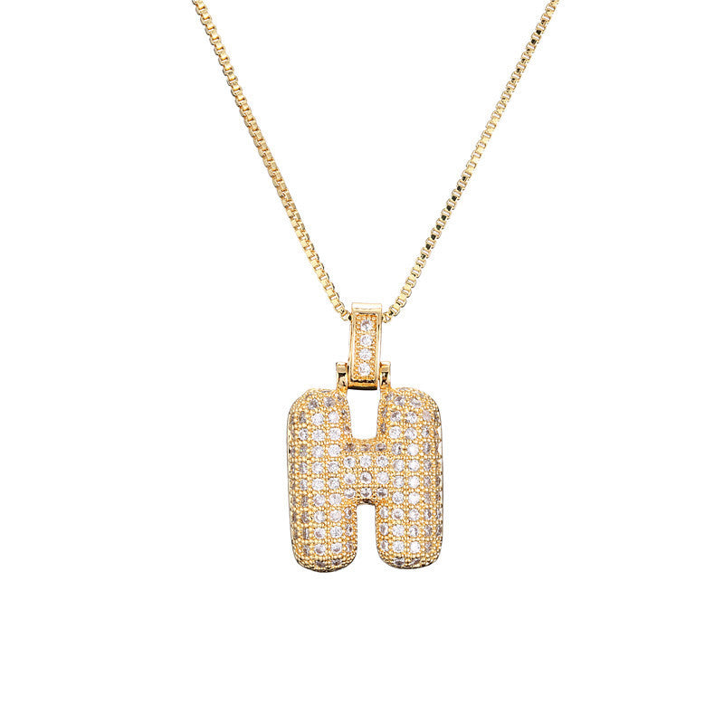 Pave Bubble Halskæde med Initialer | 18k Guld
