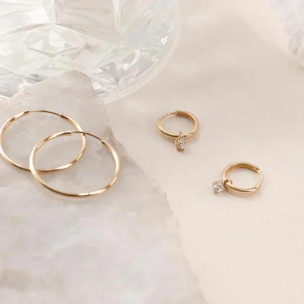 Månestråle Stein Hoop Øreringe | Guld 14k