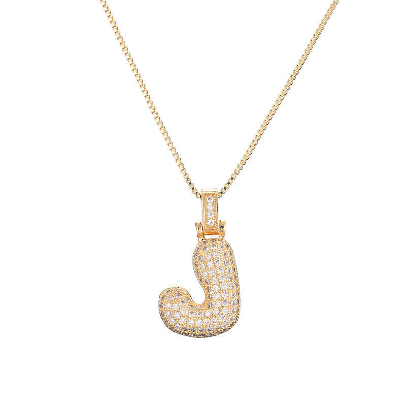 Pave Bubble Halskæde med Initialer | 18k Guld