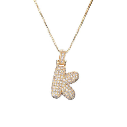 Pave Bubble Halskæde med Initialer | 18k Guld