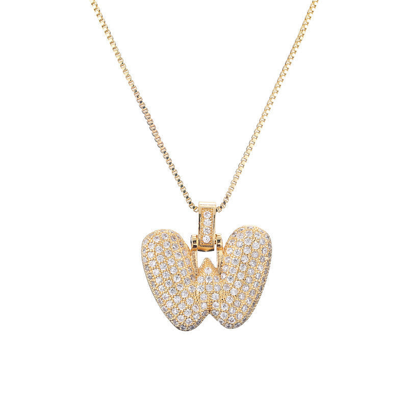 Pave Bubble Halskæde med Initialer | 18k Guld