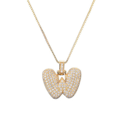 Pave Bubble Halskæde med Initialer | 18k Guld