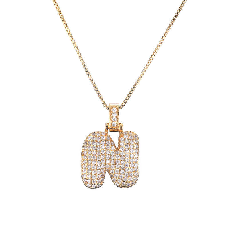 Pave Bubble Halskæde med Initialer | 18k Guld