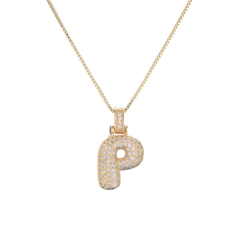 Pave Bubble Halskæde med Initialer | 18k Guld