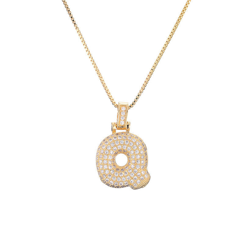 Pave Bubble Halskæde med Initialer | 18k Guld