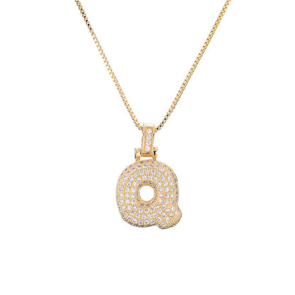Pave Bubble Halskæde med Initialer | 18k Guld