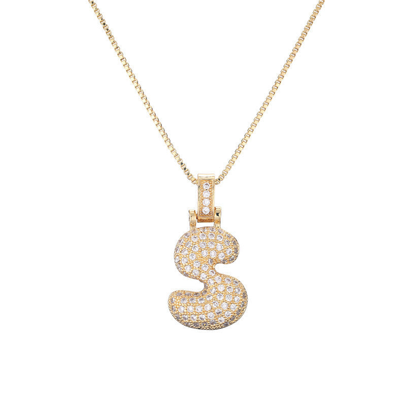 Pave Bubble Halskæde med Initialer | 18k Guld