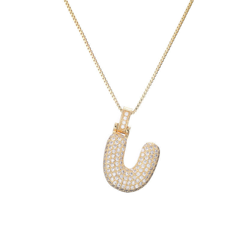 Pave Bubble Halskæde med Initialer | 18k Guld