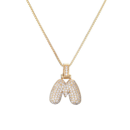 Pave Bubble Halskæde med Initialer | 18k Guld