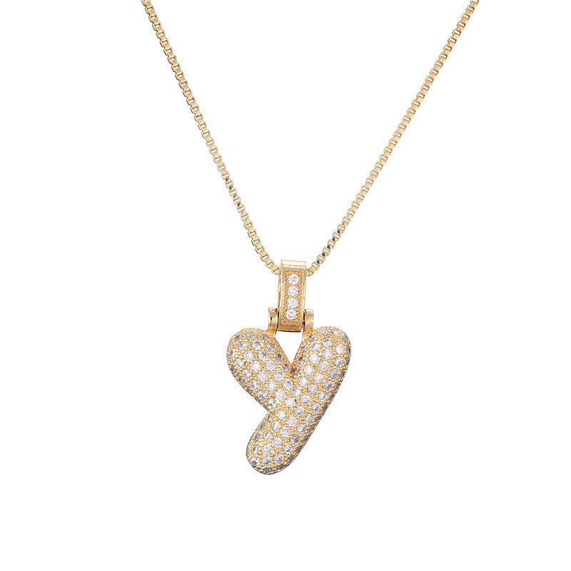Pave Bubble Halskæde med Initialer | 18k Guld