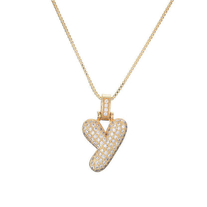 Pave Bubble Halskæde med Initialer | 18k Guld